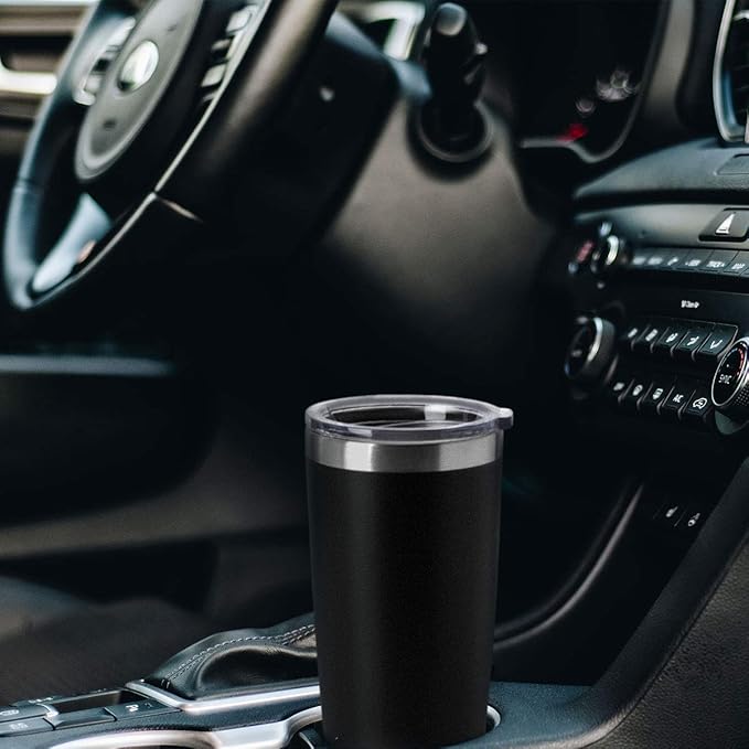 HASLE OUTFITTERS 20oz Tumblers Bulk Stainless Steel Cup with Lid Double Wall Vacuum Insulated Coffee Mug for Cold & Hot Drinks 8 Pack, Black - Bloomnest