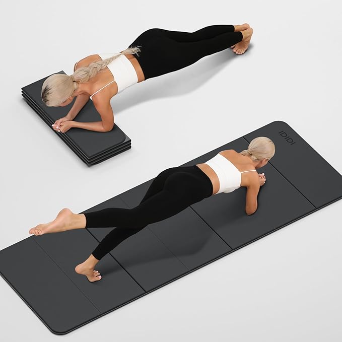 Foldable Yoga Mat Extra Thick 0.32 Inches Eco-Friendly POE Material, Non-Slip Design Fitness Mats, Multi-Purpose Workout Mats For Studio or Home Use (71 x 24 x 0.32 inches） - Bloomnest