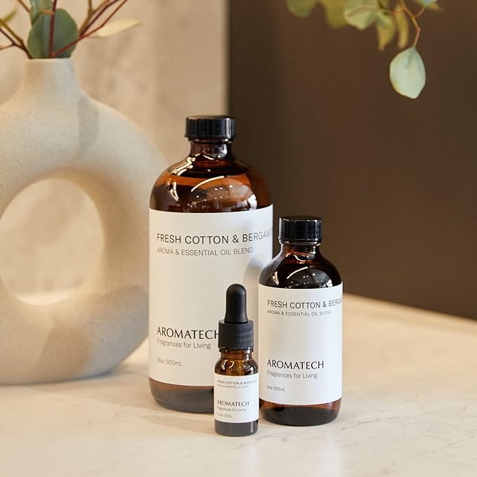 Aromatech Fresh Cotton and Bergamot Essential Oil Blend: Luxury Hotel Inspired Aromatherapy with Bergamot, Fresh Cotton & Sandalwood for Ultrasonic Diffusers & Nebulizers - 4 fl oz, 120 mL - Bloomnest