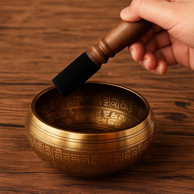 Tibetan Singing Bowl Mallet Suede Wooden Striker Leather Wrapped Meditation Mallet Sound Bowl Stick Buddha Musical Instruments for Buddhist Meditation Yoga Chime (Black and Brown) - Bloomnest