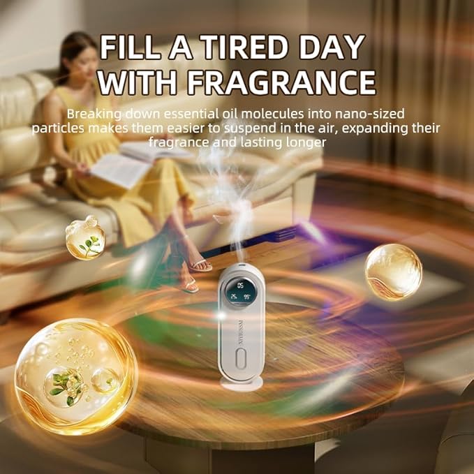 Waterless Essential Oil Diffuser for Home and Car Portable Aromatherapy Diffuser with 7 Mist Modes 1800mAh Rechargeable Battery Operated Scent Diffuser for Large Room Bedroom Office Bathroom - Bloomnest
