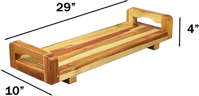 EcoDecors, 29 inch, with LiftAid Handles, Bath Tray for Tub, Bath Tub Tray Wood, Bathtub Table, Caddy for Bathtub in Natural Teak - Bloomnest