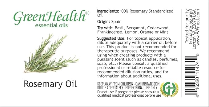 2 Bottles - 16 fl oz Rosemary Essential Oil (100% Pure & Uncut), Aluminum Bottle - GreenHealth - Bloomnest