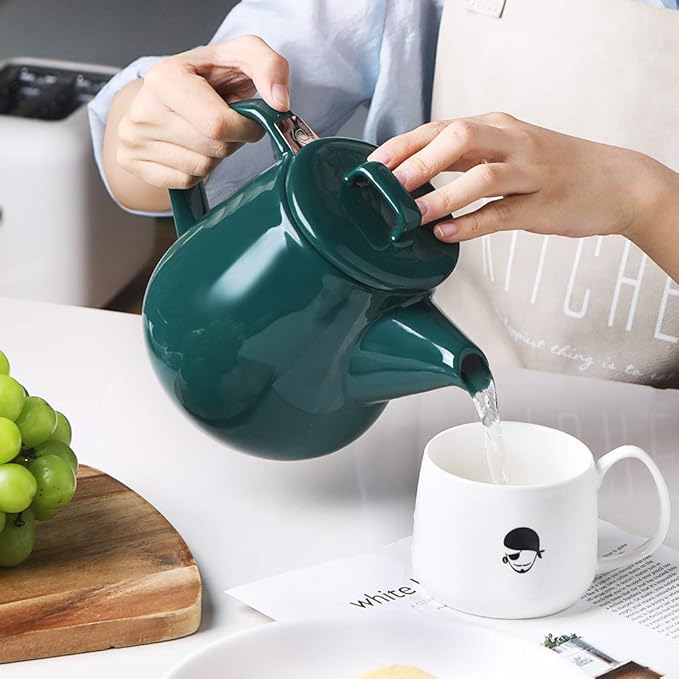 Sweejar 40oz Tea pot with Removable Stainless Steel Infuser,Dishwasher Safe Tea Pots for Loose Tea,Tea Pots with Infuser for Chrismas Women Gift(Jade) - Bloomnest