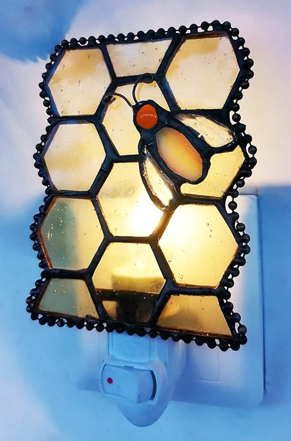 HUIMEIJU Tiffany Glass Night Light for Bedroom, Study, Aisle - Bloomnest