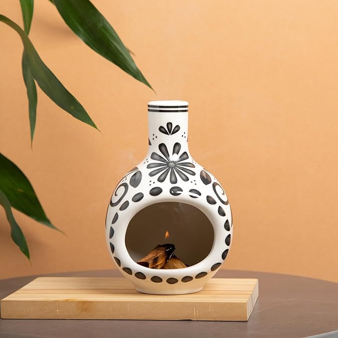Handcrafted Palo Santo Holder Ceramic Incense Burner - Compact Size for Meditation Space - Burn Palo Santo Sticks and Cones Safely - Sage Aromatherapy Decor - Bloomnest