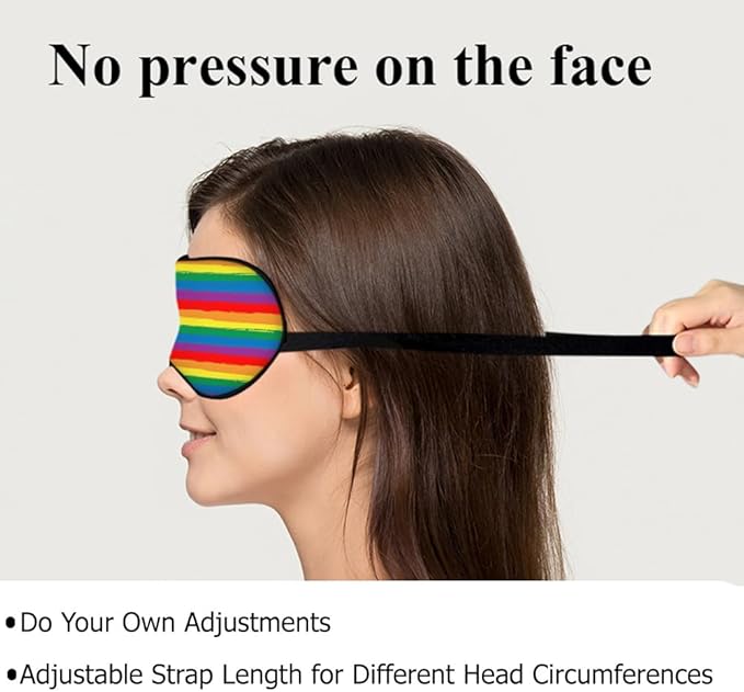 Rainbow Striped Sleep Eye Mask LGBT Flag Color Stripes Art Silk Eye Mask Sleeping Soft Eye Shade Cover for Men Women Boy Girl Airplane Travel with Elastic Strap - Bloomnest
