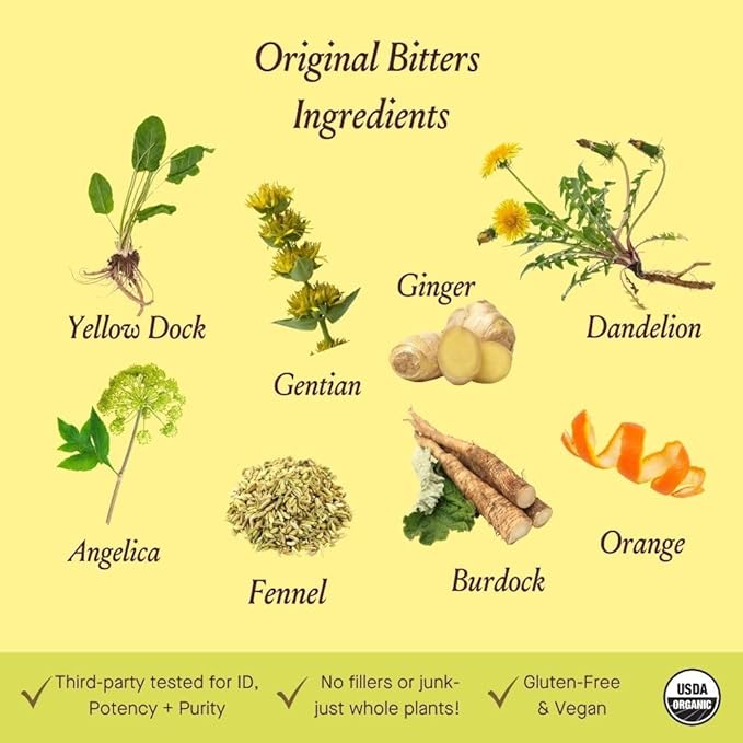 Urban Moonshine Original Digestive Bitters - Debloat - Gut Health - Appetite Regulation - Digestive Support - Certified Organic - Dandelion Root - Burdock Root - 2 Fl Oz - Bloomnest