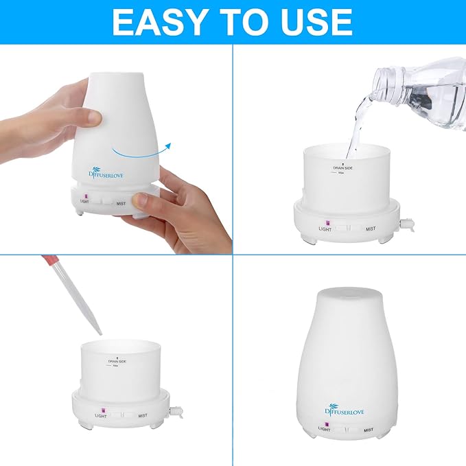 Diffuserlove Diffuser 2 Pack Essential Oil Diffuser 200ML Remote Control Ultrasonic Aromatherapy Diffuser Mist Humidifiers for Bedroom Office Yoga Diffuserlove