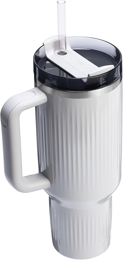 STANLEY Quencher H2.0 Tumbler with Handle and Straw 40 oz | Flowstate 3-Position Lid | Cup Holder Compatible for Travel | Insulated Stainless Steel Cup | BPA-Free | Fluted Ash Gloss Stanley