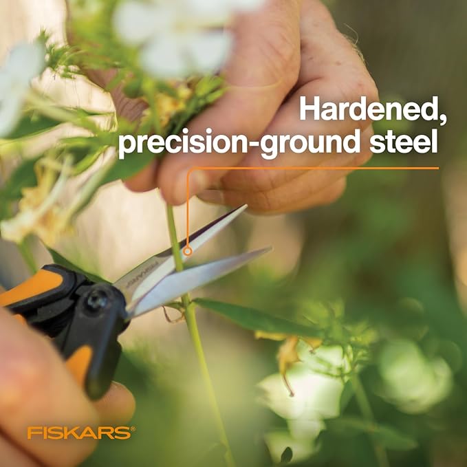 Fiskars Micro-Tip Pruning Snips - 6" Garden Shears with Sheath and Comfort Grip - Sharp Steel Blades - Quality Pruning Shears for Plants in Grow Tents and Hydroponics - Garden Tools - Bloomnest