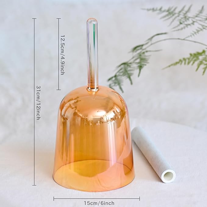 CVNC 432HZ 6 Inch F Note Golden Tea Color Quartz Handle Singing Bowl with Carry Case Bag for Sound Healing and Meditation - Bloomnest