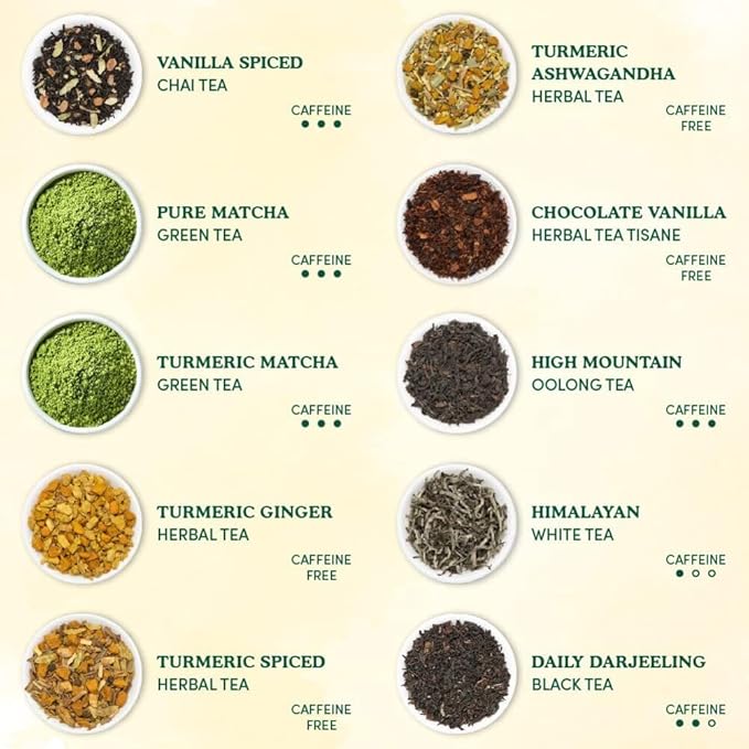 VAHDAM, World Top 20 Tea Sampler - Black, Green, Chai, Herbal & More | Assorted Loose Leaf Gift Set Variety Pack | Tea Gift Ideas for Women & Men - Bloomnest