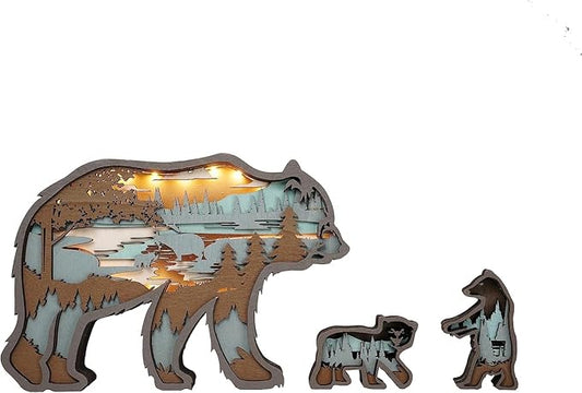 3D Wooden Animal Carving LED Night Light, Wood Carving Light, Modern Home Decoration, Decorative Tables, Cabinets, Living Rooms, Bedrooms, Offices, Farmhouses, Bookshelves, Perfect Holiday Gifts - Bloomnest