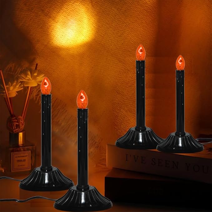 GOOTHY 25 Pack C7 Halloween Flicker Flame Light Bulbs, Orange Flickering Flame Replacement Bulbs for Chandelier Candles Christmas Outdoor String Lights, E12 Candelabra Base Night Light Bulbs, 1 Watt - Bloomnest