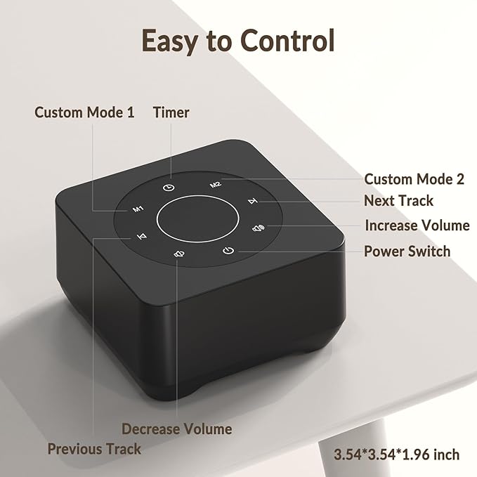 White Noise Sound Machine for Sleep 20 Soothing Sounds Noise Machine for 30 Level Volume 5 Timer Setting Favorite Setting Memory Function Touch Control Compact Portable for Adult/Baby (Black) - Bloomnest
