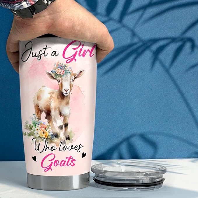 SANDJEST Goat Tumbler 20oz Girl Loves Goats Stainless Steel Insulated Tumblers Coffee Travel Mug Cup Gifts for Women Girl Teen Birthday Christmas - Bloomnest