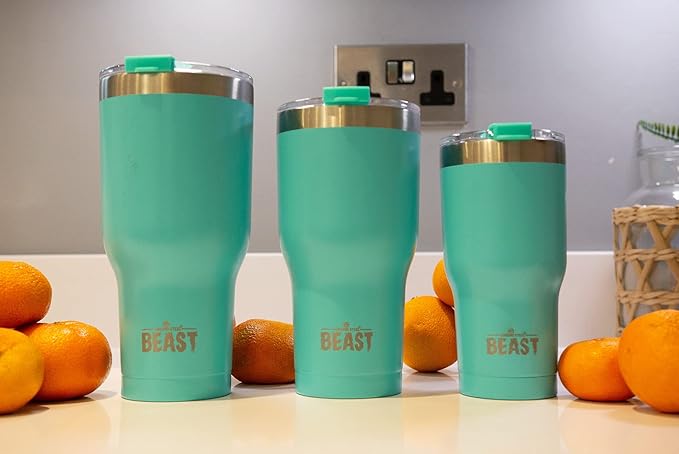 Beast 30 oz Tumbler Stainless Steel Vacuum Insulated Coffee Ice Cup Double Wall Travel Flask (Aquamarine Blue) - Bloomnest