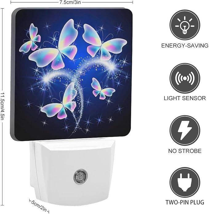 Butterfly Night Light, Plug into Wall Decor Nightlights for Bedroom, Bathroom, Hallway, Kitchen, with Dusk to Dawn Light Auto Sensors LED Night Lights for Boys Girls Women Men Room Gifts - Bloomnest