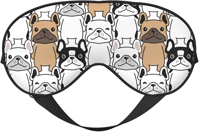 Sleep Eye Mask Cute Cartoon Bulldog Sleep Mask for Women Men Comfortable Eye Mask with Adjustable Strap Soft Eye Cover Blindfold for Travel Yoga Nap Shift Work - Bloomnest