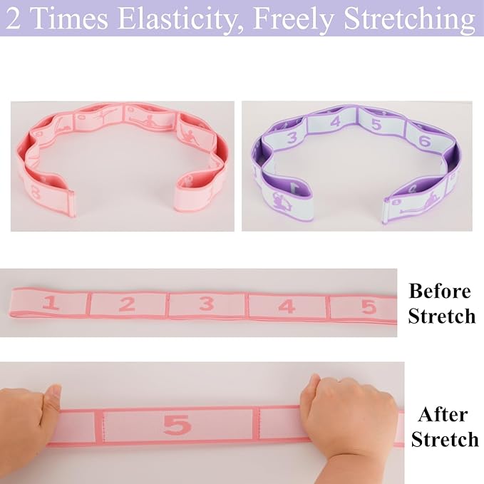 Elastic Yoga Stretching Strap with Loops, CEILIWEN Stretch Straps For Physical Therapy, Pilates Stretch Band, Elastic Exercise Bands, Leg Stretching Strap, Stretch Resistance Bands For Exercise - Bloomnest