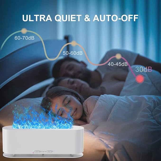 2025 Upgraded Flame Fire Diffuser Humidifier, 7 Colors Changing Oil Diffuser, Ultra-Quiet Aroma Essential Oils Aromatherapy Diffusers for Large Room, Bedroom, Office(200ml Auto Off,Timeable,12Hrs) - Bloomnest