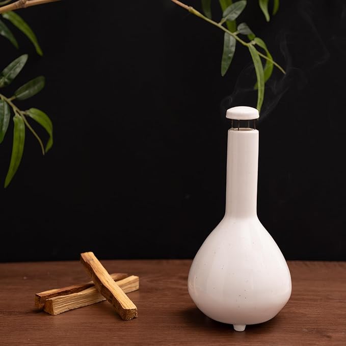 Handmade Mini Chiminea Palo Santo Holder - Ceramic Incense Burner for Cone & Stick, Ideal for Meditation, Energy Cleansing, Aromatherapy and Ideal Gift for Home Decor - Bloomnest