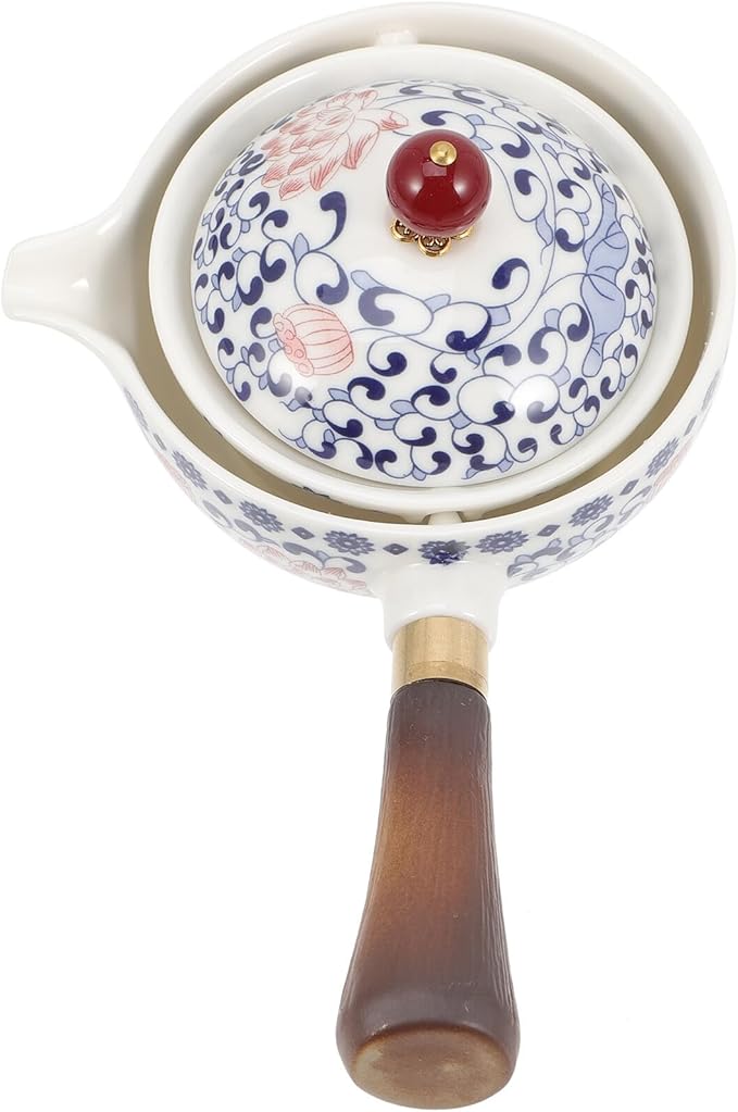 BESPORTBLE Rotatable Chinese Ceramic Teapot with Side Handle Vintage Porcelain Tea Kettle for Home Tea Ceremony with Smooth Surface - Bloomnest