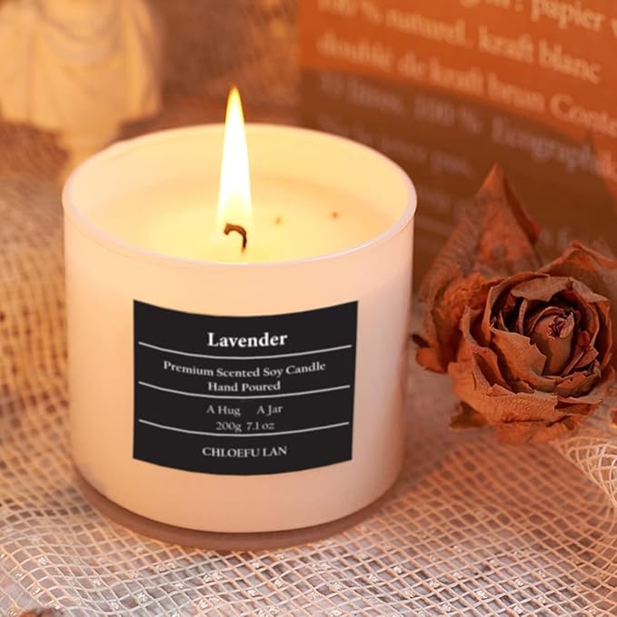 Chloefu LAN Lavender and Vanilla Candle,Highly Scented, Soy Candles for Home Scented, Home Decorative, 7.1oz|45 Hour Burning, Valentines Day Candles Gifts for Women Without Lid 2 Pack - Bloomnest