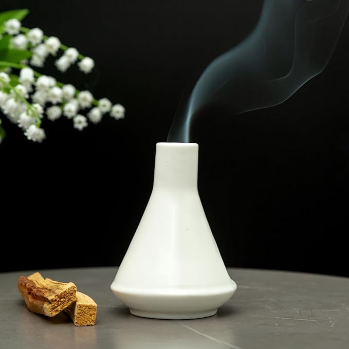 Ceramic Chiminea Palo Santo Holder and Burner - Modern Medieval Incense Candle and Matchstick Mini Chiminea for Wood Sticks and Bulk Incense with Ash Catcher - Zen-Inspired Home Decor Gift - Bloomnest