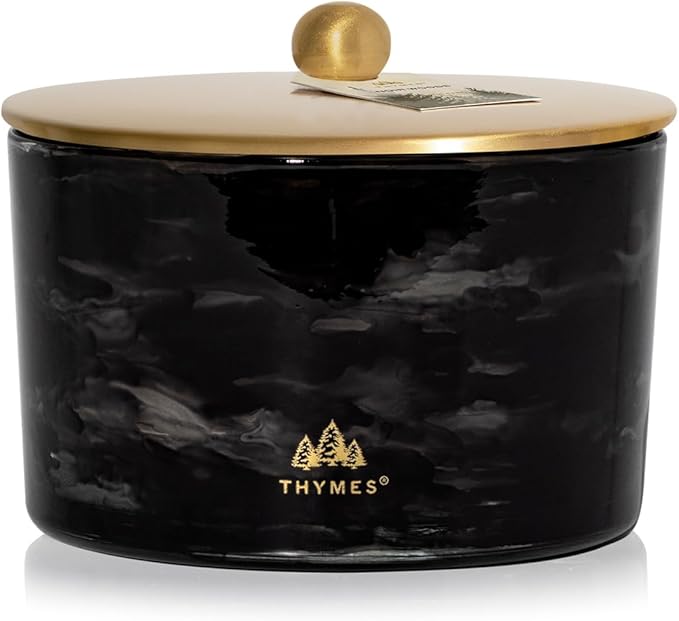 Thymes Noir Woods Scented Candles for Home Decor – Notes of Fresh Evergreen, Smoky Wood & Golden Amber – Luxury Home Fragrance Gifts for Women & Men – Burns Up to 38 Hrs (Large 3 Wick Candle, 18 oz) - Bloomnest