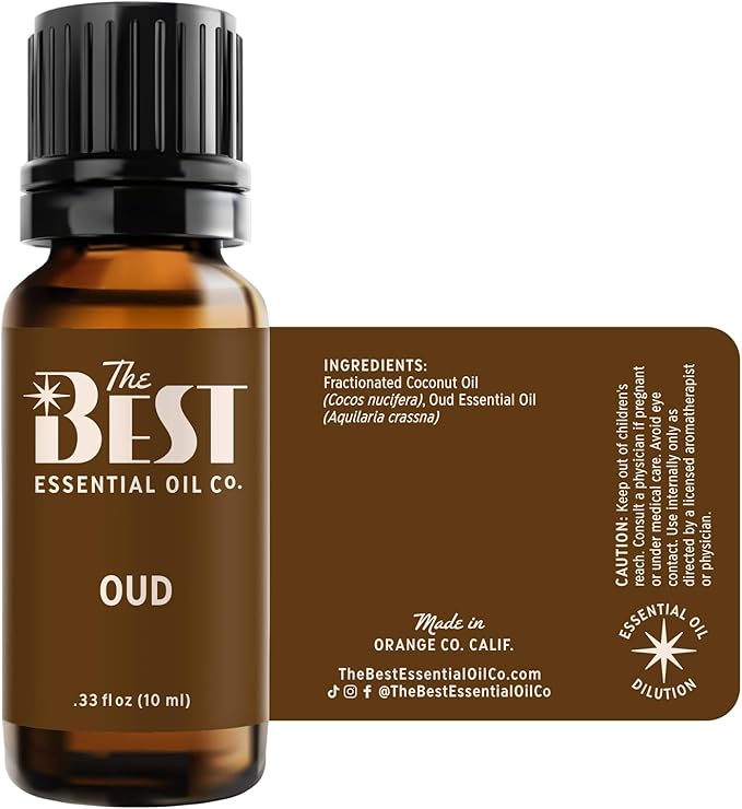 The Best Oud Essential Oil- Premium Grade- Diluted in Fractionated Coconut Oil for Aromatherapy, Spa, Massage- 10 ml (.33 fl oz) - Bloomnest