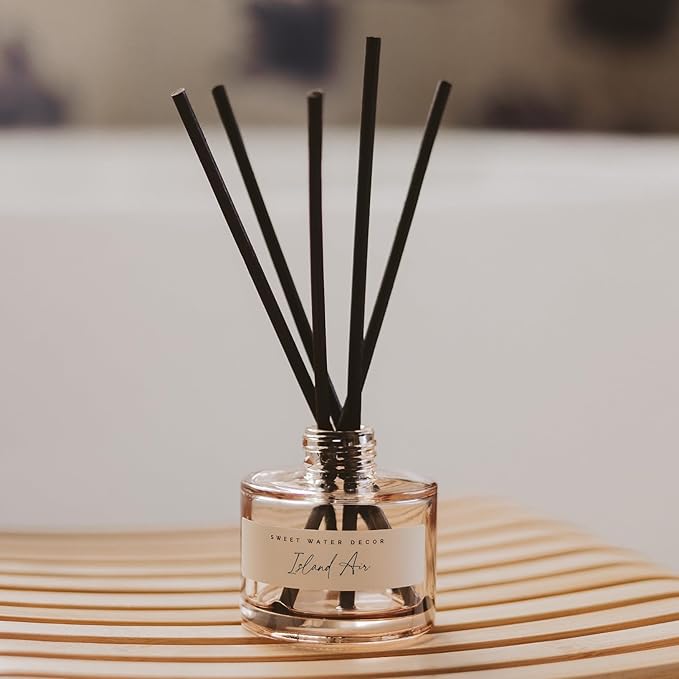 Sweet Water Decor Island Air Reed Diffuser – Room Decor Aesthetic with Long-Lasting Premium Fragrance of Tropical Fruits, Sugared Oranges, Lemons, Limes for 4 Months – Ideal for Home Decor