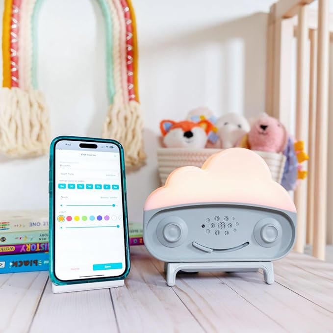 Happiest Baby SNOObie Smart White Noise Machine - Portable Baby Sound Machine with Night Light - 12 Soothing Sounds for Sleep Training, Grey - Bloomnest