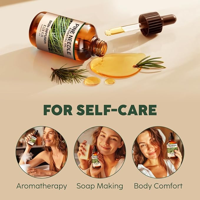 KUKKA Pine Needle Essential Oils - 4 Fl Oz - for Hair, Skin, Diffuser, Aromatherapy & DIY Soap Making Scent - Bloomnest