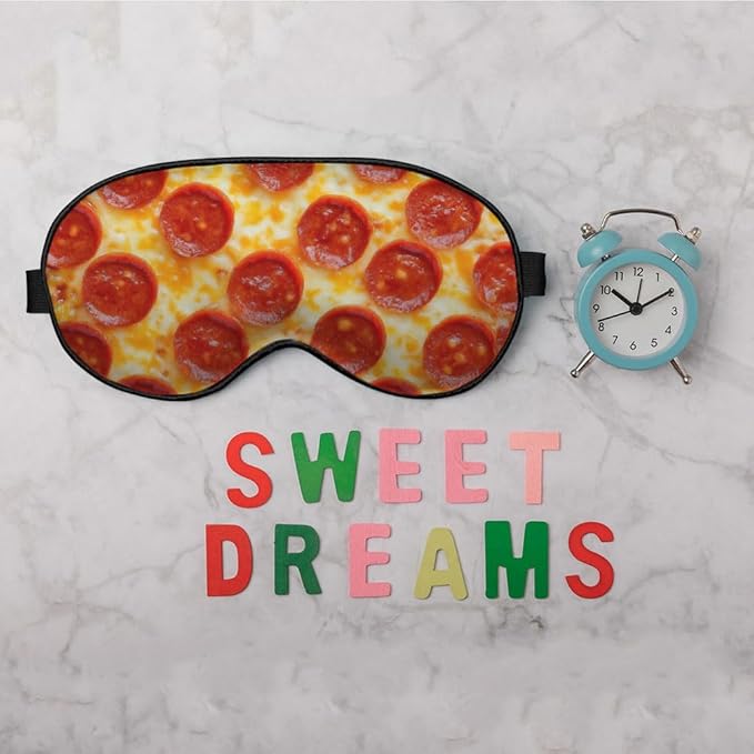 Silk Cheese Pizza Sleep Mask with Adjustable Strap for Travel, Office, Gift - Bloomnest