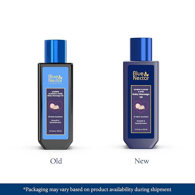 Blue Nectar Ayurveda Gentle Baby Oil for Newborn Skin Care -Moisturizing Baby Massage Oil for Dry Skin &Scalp Moisturizer| Soothing with 100% Natural Coconut Oil & Organic Ghee (13 Herbs, 3.38 Fl Oz) - Bloomnest