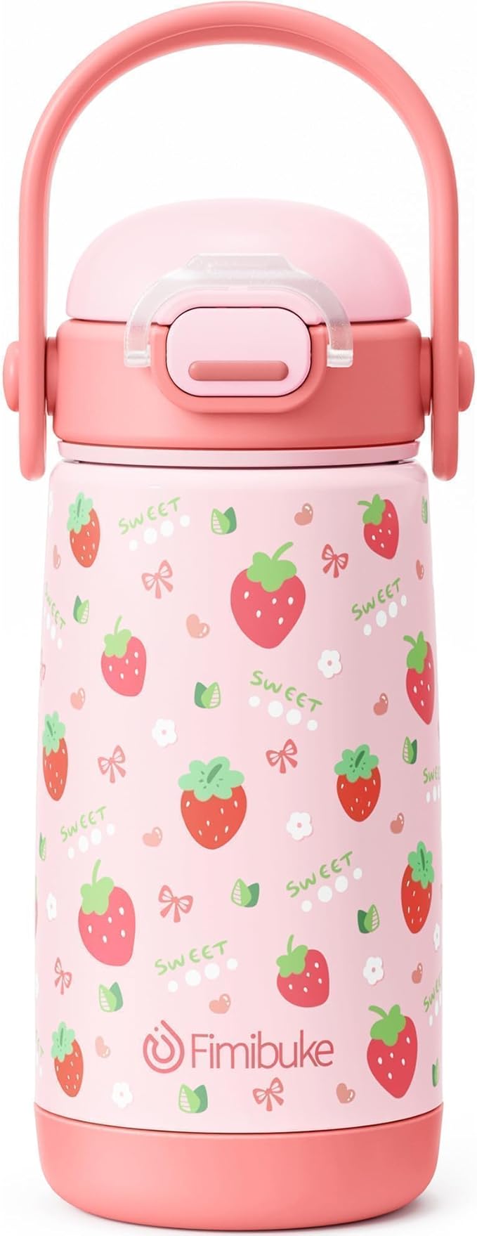 Fimibuke Kids Insulated Water Bottle with Straw Lid & Handle - 14oz BPA-FREE 18/8 Stainless Steel Metal Tumbler Leak Proof Double Wall Vacuum Kids Cup Toddler Water Bottle for School Boys Girls - Bloomnest