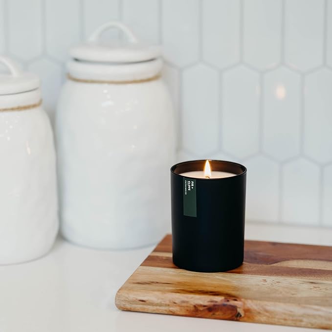 Calyan Wax Co. Fir & Clove Scented Candle - 75 Hour Burn - Luxury Non Toxic Soy Wax Candles - Long Lasting Black Tumbler Jar Candle for Home - 10.2oz - Bloomnest
