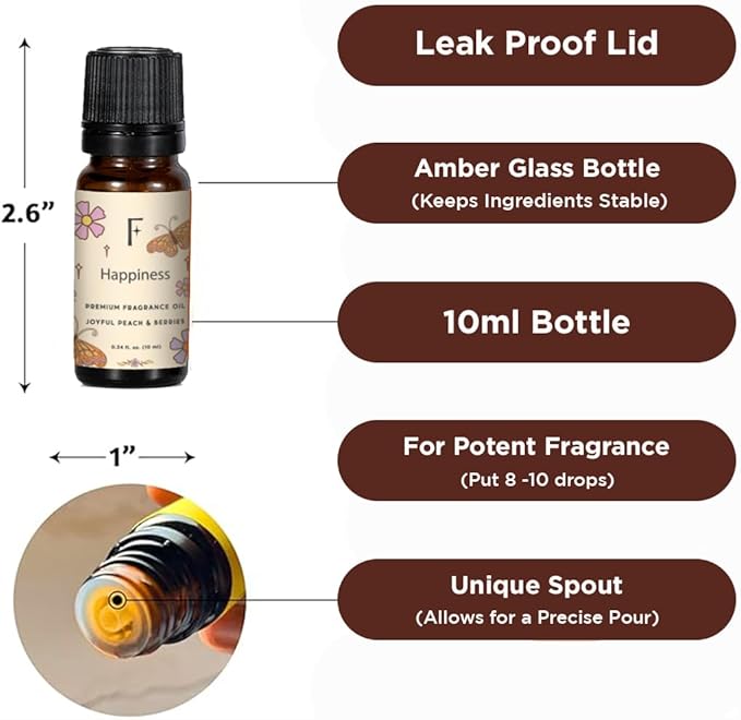 Folkulture Essential Oils for Home | Set of 6 (0.34 fl oz x 6) Sandalwood, Vanilla, Eucalyptus, Cedar Essential Oil, Sage & Chamomile Diffuser Oils for Relaxation for Women - Bloomnest
