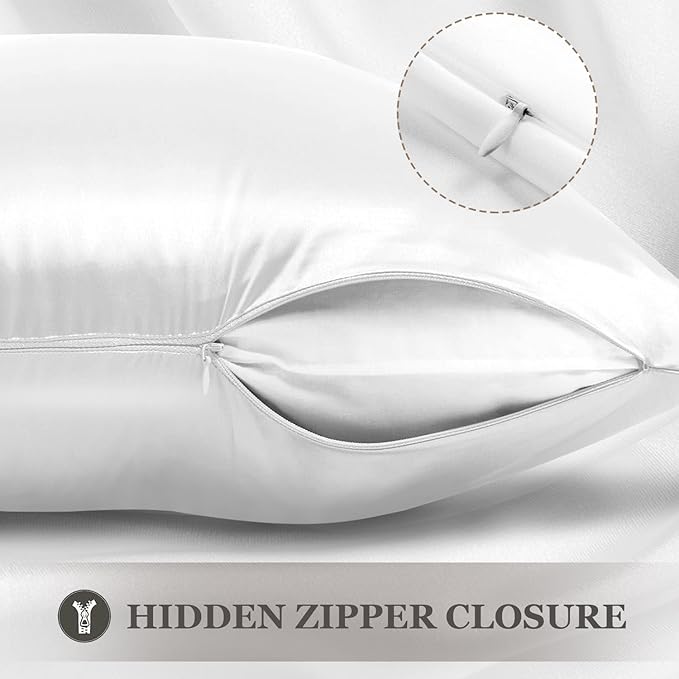 Adubor 100% Silk Pillowcase - Mulberry Silk Pillow Cases, 23 Momme 6A Grade Fibers, Silk Pillow Case for Hair and Skin Health, with Hidden Zipper (Standard 20''×26'', White, 1PC) - Bloomnest