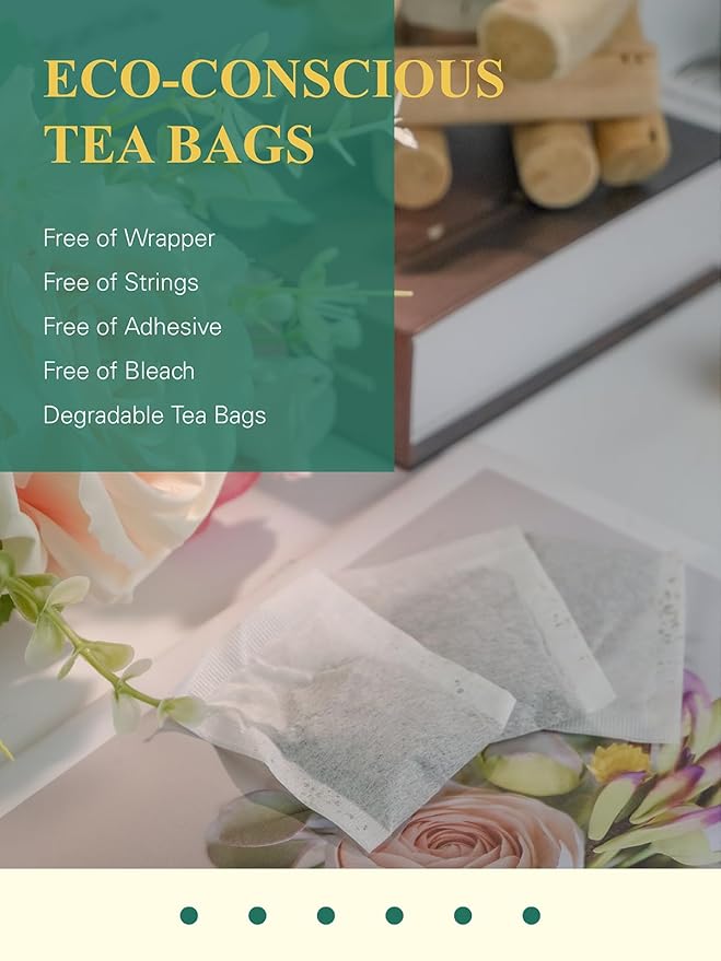 GLDNT Organic Jasmine Green Tea Bags, Organic Green Tea Scented with Jasmine Flowers, Floral Aroma & Smooth Taste, 100 Count - Bloomnest