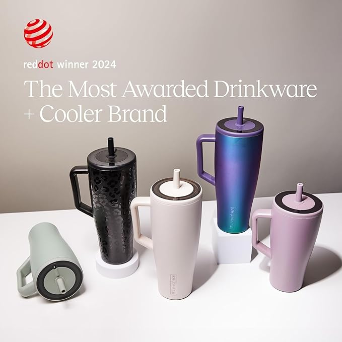 BrüMate Era 30 oz Tumbler with Handle and Straw | 100% Leakproof Insulated Water Bottle Tumbler with Lid and Flexible SoftSip Straw | Made of Stainless Steel | Cup Holder Friendly | 30oz (Houndstooth) - Bloomnest