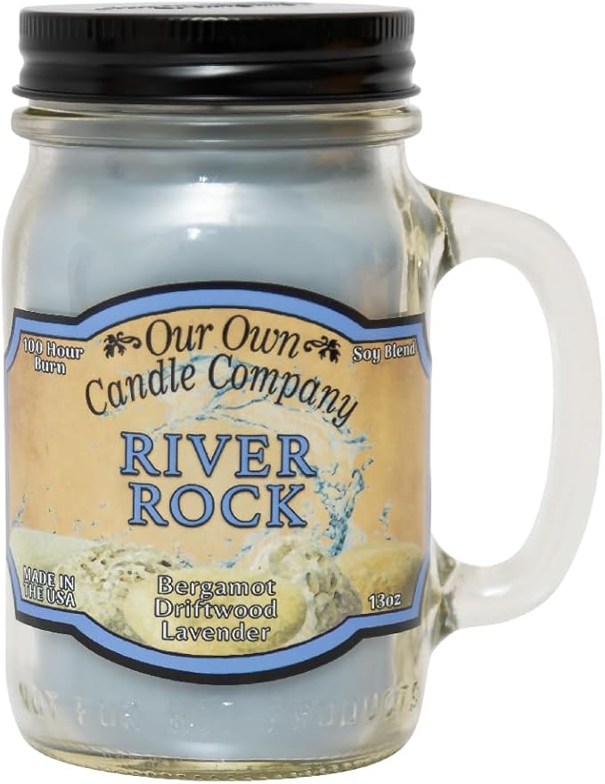 Our Own Candle Company, River Rock Scented Mason Jar Candle, 100 Hour Burn Time, 13 Ounces - Bloomnest
