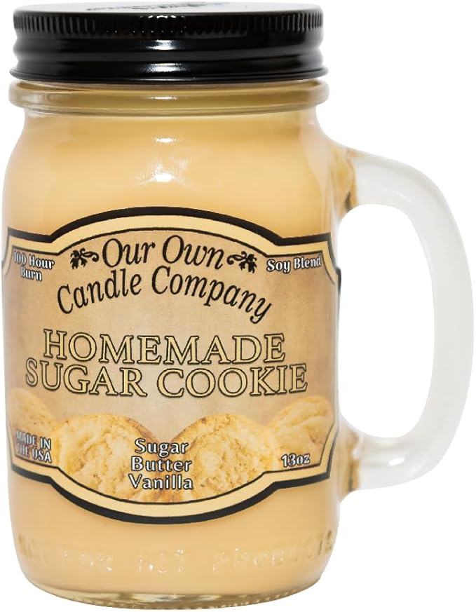 Our Own Candle Company Homemade Sugar Cookie Scented Mason Jar Candle, 100 Hour Burn Time, Made in The USA - 13 Ounces - Bloomnest