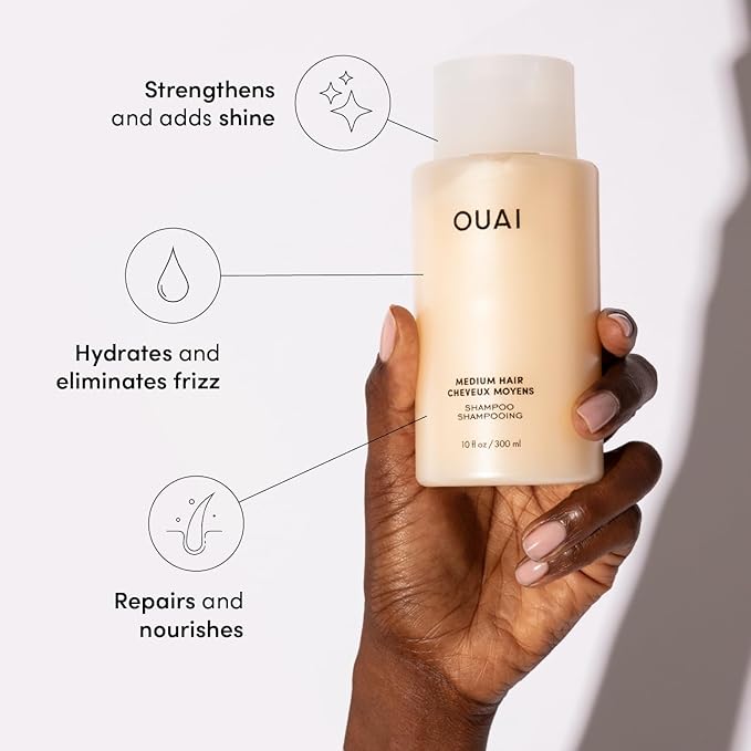 OUAI Medium Hair Shampoo and Conditioner Set - Sulfate-Free Shampoo and Conditioner for Women & Men - Made with Keratin, Shea Butter & Avocado Oil - Free of Parabens & Phthalates (10 Fl Oz) - Bloomnest