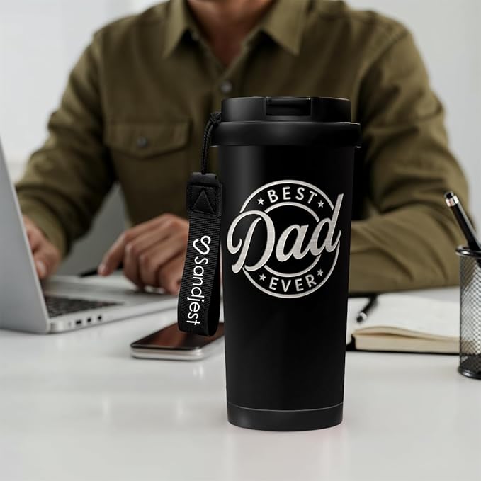 Dad Tumbler from Daughter- Stainless Steel 2-in-1 Lid Coffee Tumbler 18 oz, Best Dad Ever Insulated Travel Mug Gift for Men Husband Dad, Birthday Christmas Father's Day - Bloomnest
