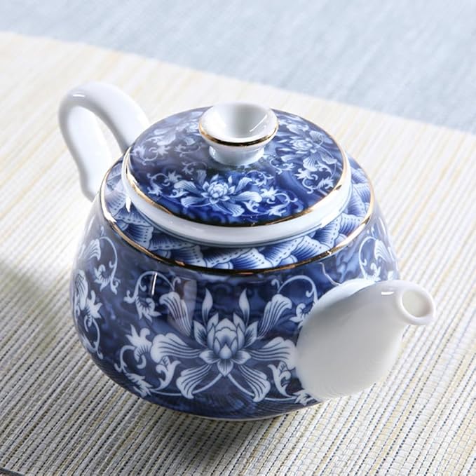 Blue and White Porcelain Teapot, Tea Kettle Teapot, Ceramic Chinese, Household, Ceramic Tea Pitcher, Vintage, Portable, Desktop Decor - Bloomnest