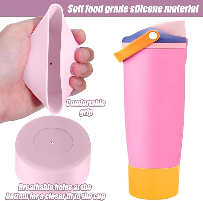 Mity rain 2PCS Protective Silicone Boots for Owala 30oz & 40oz FreeSip Sway Bottles & Tumblers - Accessories for owala, Enhances Stability & Prevents Scratches (Golden Yellow & Pastel Pink) Mityrain
