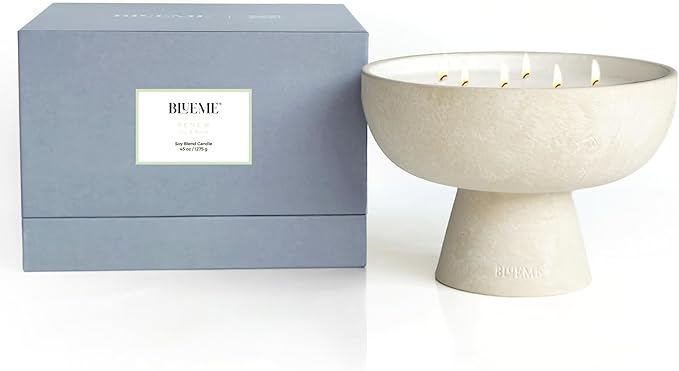 BLUEME Renew - Ivy & Rose, Luxury Candle w/Essential Oils, 6 Wick, Hand-Poured Soy, Cotton Wick, Ceramic - Bloomnest